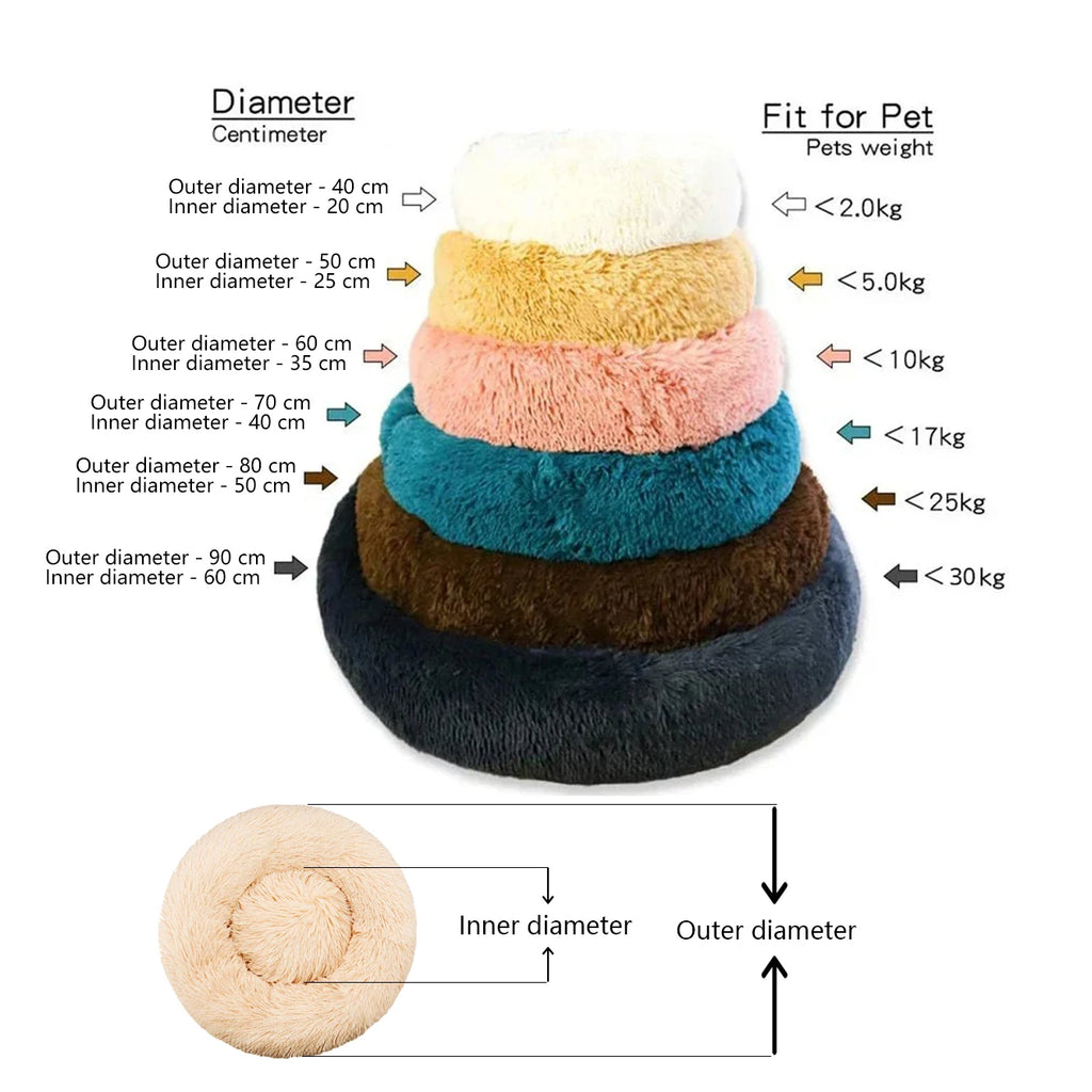 40-90cm 6 Sizes Round Pet Bed for Large Dog